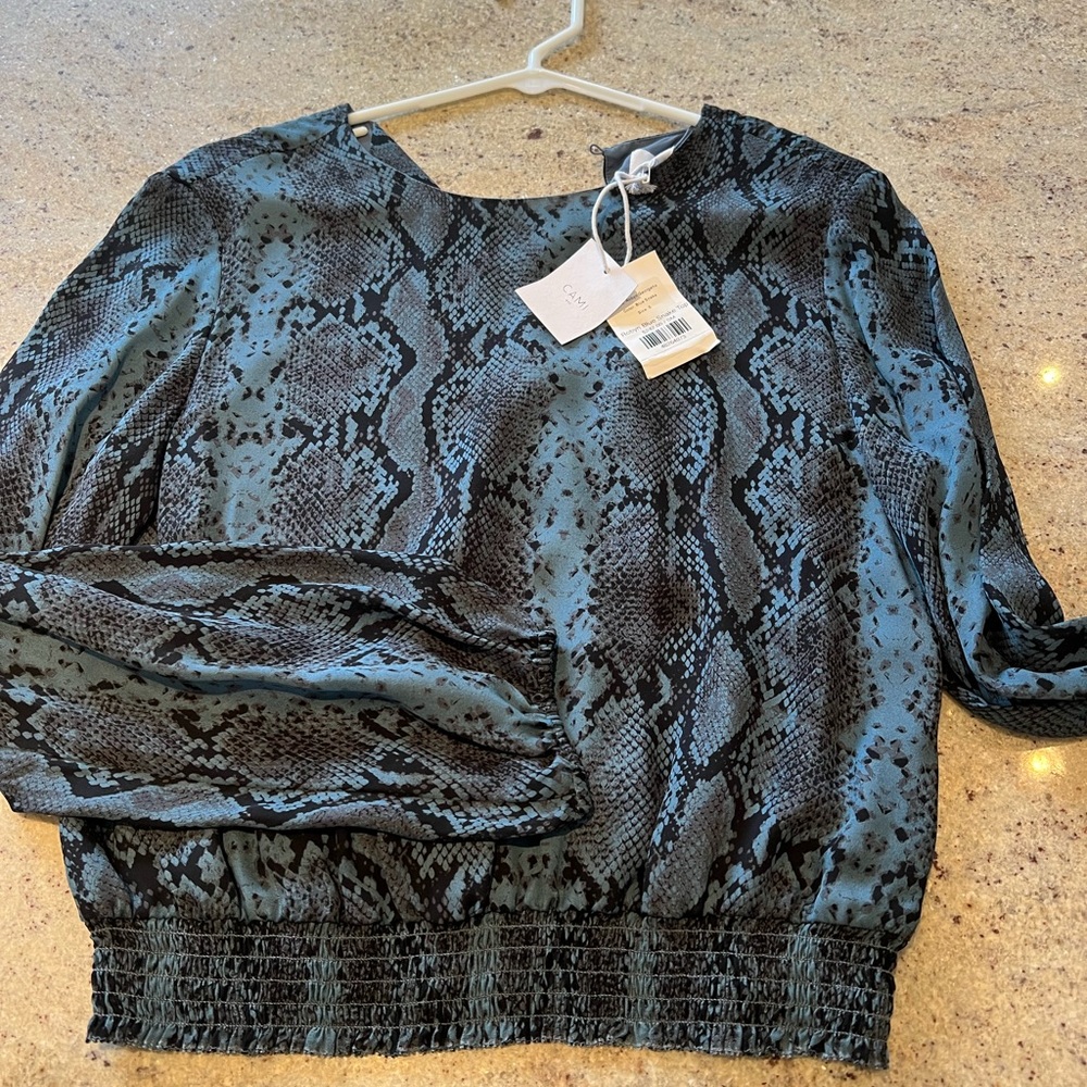 Cami NYC: Blue snake top, small